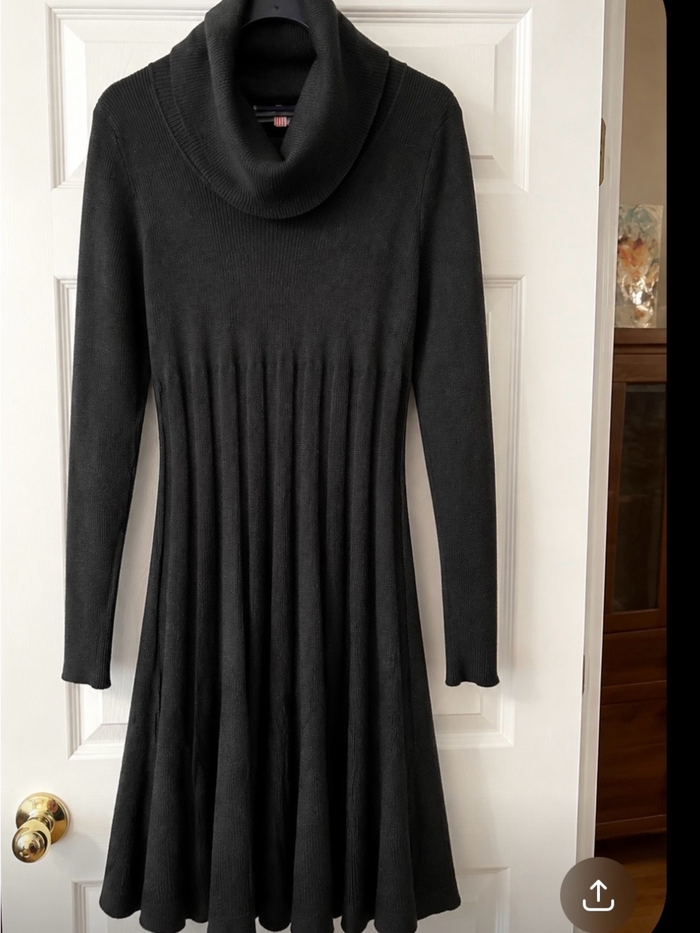 Calvin Klein Black Cowl Neck Long Sleeve Knit Dress